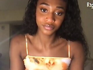 pretty black trans babe teases on webcam